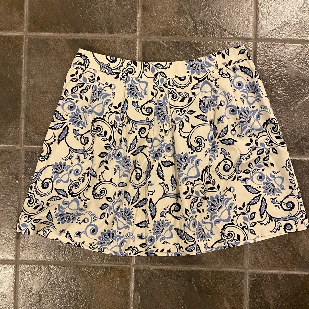 Ann Taylor LOFT Blue Paisley Pleated Skirt | Size 14